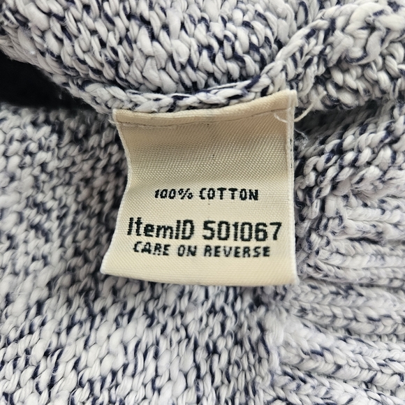 LL Bean Sweater Womens L White Blue Speckled Crew Neck Pullover Cotton Classic - Picture 6 of 8